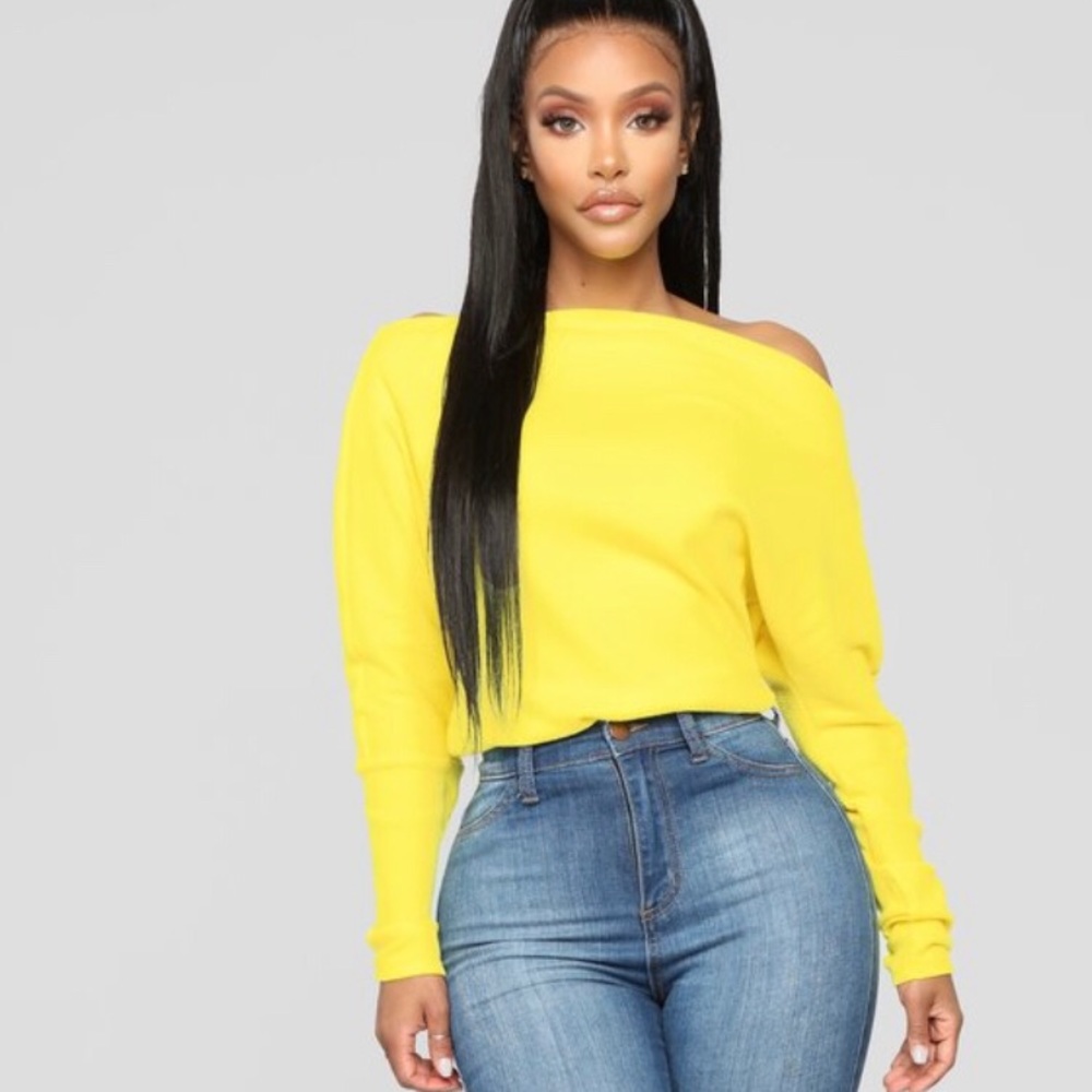 FASHION NOVA Yellow Crazed In Love Ribbed Sweater